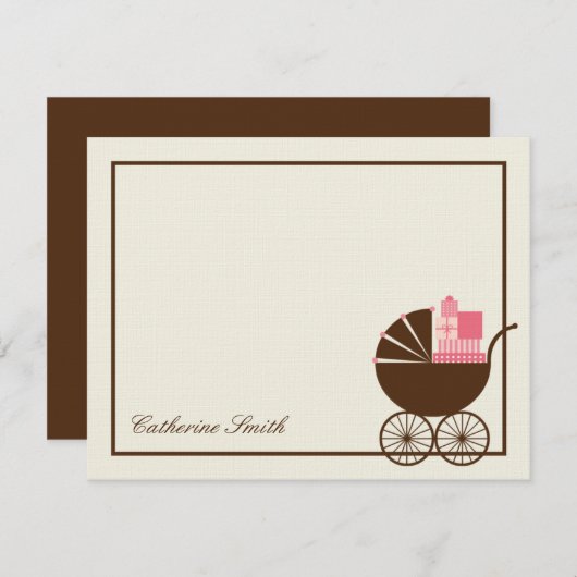 Sweet Baby Carriage Baby Dankeschön Card - Pink Mitteilungskarte (Vorne/Hinten)