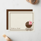 Sweet Baby Carriage Baby Dankeschön Card - Pink Mitteilungskarte (Vorderseite/Rückseite Beispiel)