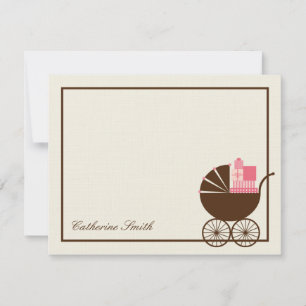 Sweet Baby Carriage Baby Dankeschön Card - Pink Mitteilungskarte