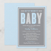Sweet Baby Chic Typ Blau und Grau Dusche Einladung (Vorne/Hinten)