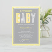 Sweet Baby Chic Typ Gelb und Graudusche Einladung (Stehend Vorderseite)