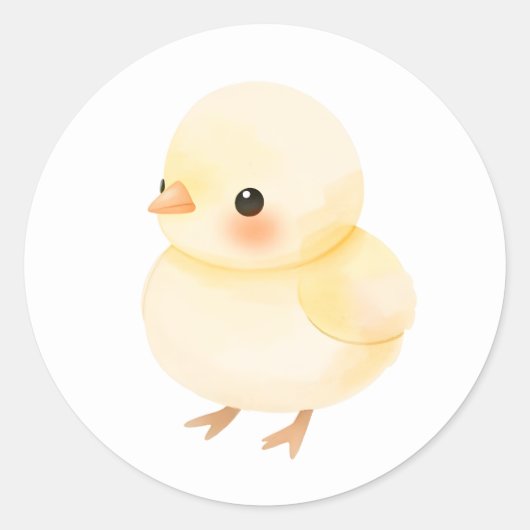 Sweet Baby Chick Watercolor Illustration Sticker (Vorderseite)