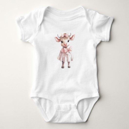 Sweet Baby Cow Cala in rosa Kleid Baby Strampler (Vorderseite)