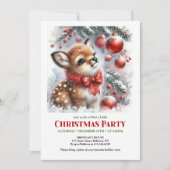 Sweet baby deer watercolor Christmas invite digita Einladung (Vorderseite)