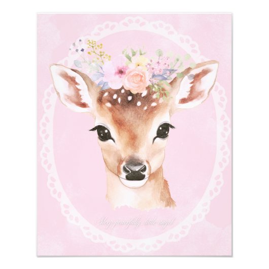 Sweet Baby Deh mit Blume Crown | Rosa Kinderzimmer Fotodruck (Vorne)