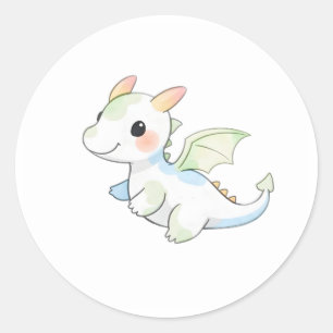 Sweet Baby Dragon Watercolor Illustration Sticker