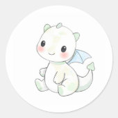 Sweet Baby Dragon Watercolor Illustration Sticker (Vorderseite)