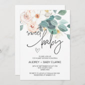Sweet Baby Dusche Party Niedlich Blush Floral Einladung (Vorne/Hinten)