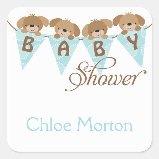 Sweet baby Dusche Welpensticker Quadratischer Aufkleber (Vorderseite)