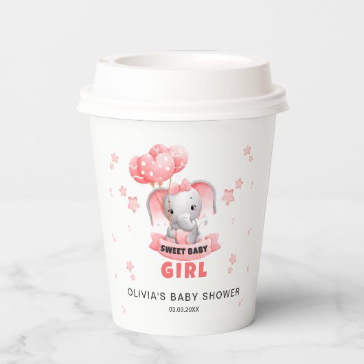 Sweet Baby Elephant Baby Dusche Pappbecher (Rückseite)