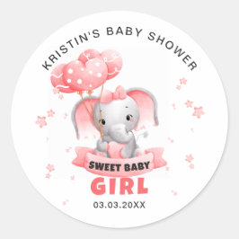 Sweet Baby Elephant Baby Dusche Runder Aufkleber