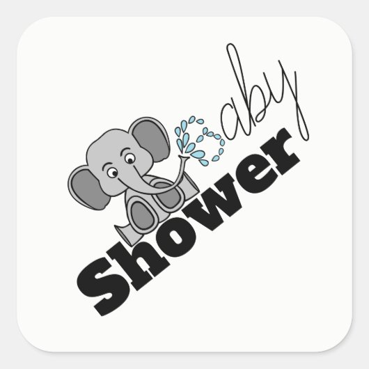 Sweet Baby Elephant, Babydusche Quadratischer Aufkleber (Vorderseite)