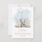 Sweet Baby Elephant Girl Pink Baby Sprinkle Dankeskarte (Vorderseite)