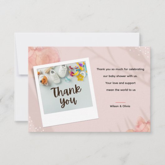 Sweet Baby Essentials on a Soft Pastel Dankeskarte (Vorderseite)