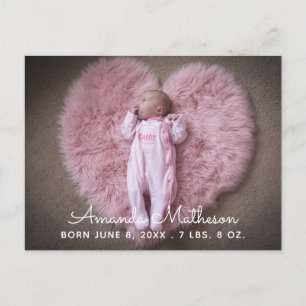 Sweet Baby Foto Script Name Overlay Birth Ankündigungspostkarte
