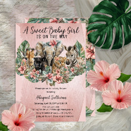 Sweet Baby Girl Animals Tropical Safari Dusche Einladung