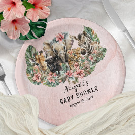 Sweet Baby Girl Animals Tropical Safari Dusche Pappteller