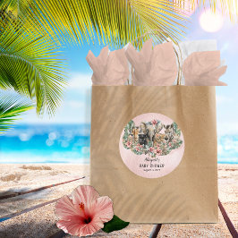 Sweet Baby Girl Animals Tropical Safari Dusche Runder Aufkleber