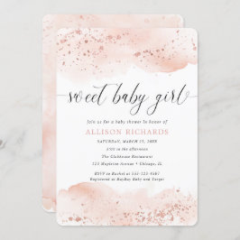 Sweet baby Girl Aquarell Rose Rosa Einladung