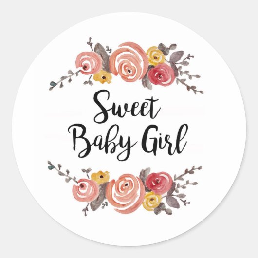 Sweet Baby Girl Baby Dusche Runder Aufkleber (Vorderseite)
