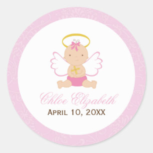 Sweet Baby Girl Baptisse Runder Aufkleber