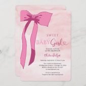 Sweet Baby Girl Blush Pink Bow Baby Dusche Einladung (Vorne/Hinten)