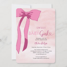 Sweet Baby Girl Blush Pink Bow Baby Dusche Einladung