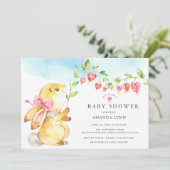 Sweet Baby Girl Bunny Baby Dusche Einladung (Stehend Vorderseite)