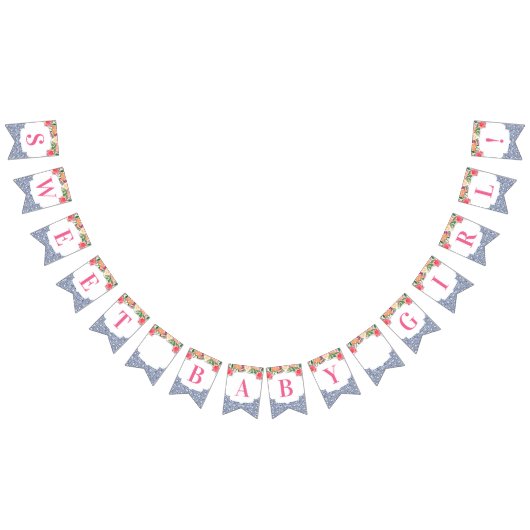 Sweet Baby Girl Citrus Spanish Tiles Baby Dusche Wimpelkette (Alle)