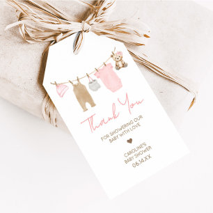 Sweet Baby Girl Clothesline Baby Shower Fevor Tags Geschenkanhänger
