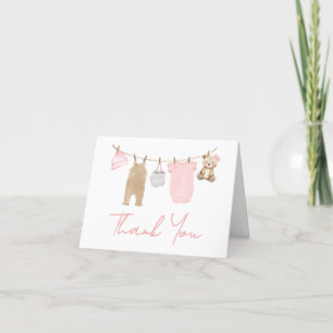 Sweet Baby Girl Clothesline Babydusche Dankeskarte