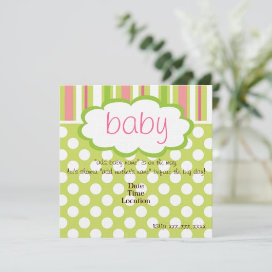 Sweet Baby Girl Dusche Einladung (Stehend Vorderseite)