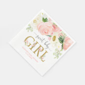 Sweet baby Girl errötet pinkfarbene Blütendusche Serviette (Ecke)