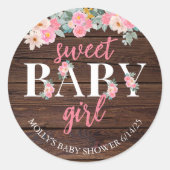 Sweet Baby Girl Floral Round Sticker (Vorderseite)
