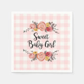 Sweet Baby Girl Gingham Baby Shower Serviette (Vorderseite)