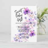 Sweet baby Girl lebhaft lila rosa Blume Einladung (Stehend Vorderseite)