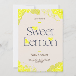 Sweet Baby Girl Lemon Watercolor Girl Babydusche Einladung