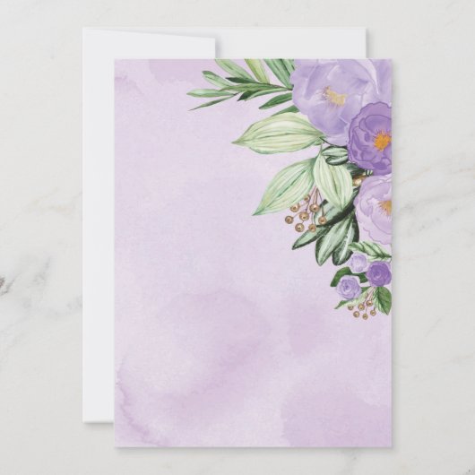 Sweet Baby Girl Lila Floral Woodland Dusche Einladung (Rückseite)