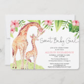 Sweet Baby Girl niedliche Giraffe Safari Babydusch Einladung (Vorderseite)