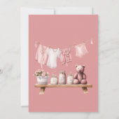 Sweet Baby Girl on Way - Boho Pink Clothesline Einladung (Rückseite)