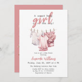 Sweet Baby Girl on Way - Boho Pink Clothesline Einladung (Vorne/Hinten)
