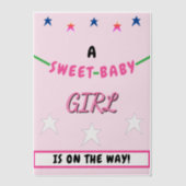 Sweet Baby Girl Pink Baby Showstars Pergament Einladungen (Vorderseite)