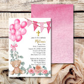 Sweet Baby Girl Pink Balloon Erste heilige Kommune Einladung