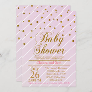 Sweet Baby Girl Pink & Gold Confetti Babydusche Einladung