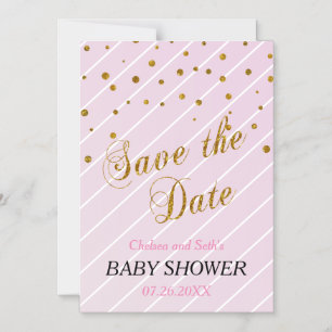 Sweet Baby Girl Pink & Gold Confetti Babydusche Magneteinladung