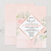 Sweet Baby Girl Rosa Rosa Rosa Einladung (Vorne/Hinten)