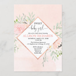 Sweet Baby Girl Rosa Rosa Rosa Einladung