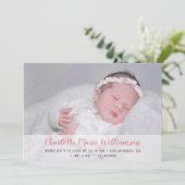 Sweet Baby Girl Script Birth Ankündigung (Stehend Vorderseite)