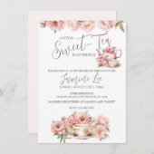 Sweet Baby Girl Tea Party Kinderdusche Einladung (Vorne/Hinten)