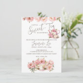 Sweet Baby Girl Tea Party Kinderdusche Einladung (Stehend Vorderseite)